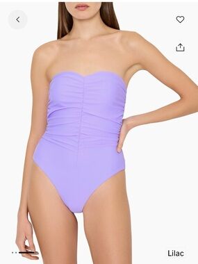 Milly Strapless Ruched One-Piece Swimsuit in Lavender! NWT Size XS